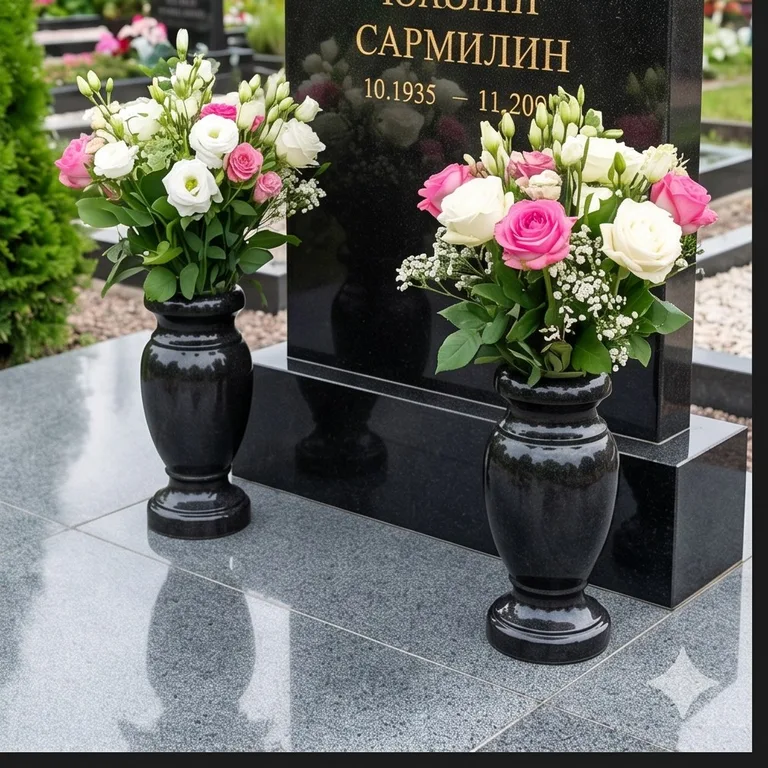 Гранитные вазы для цветов на участке в Москве