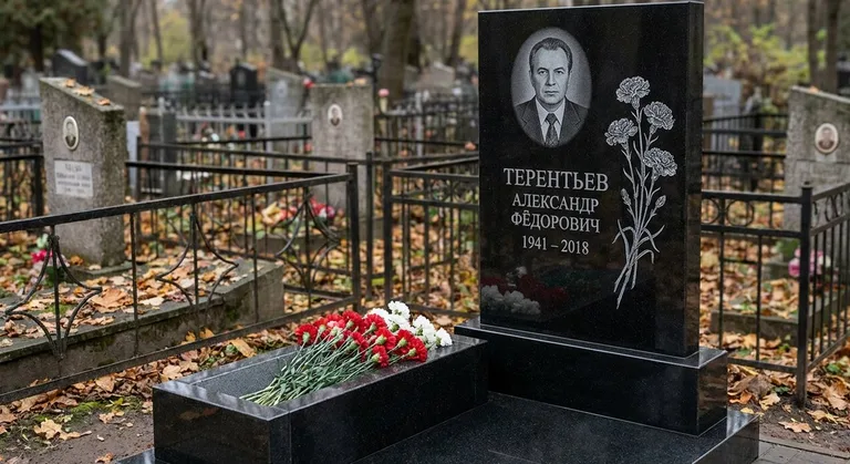Памятник с гравировкой гвоздик — выполненная работа «Терентьев» в Москве