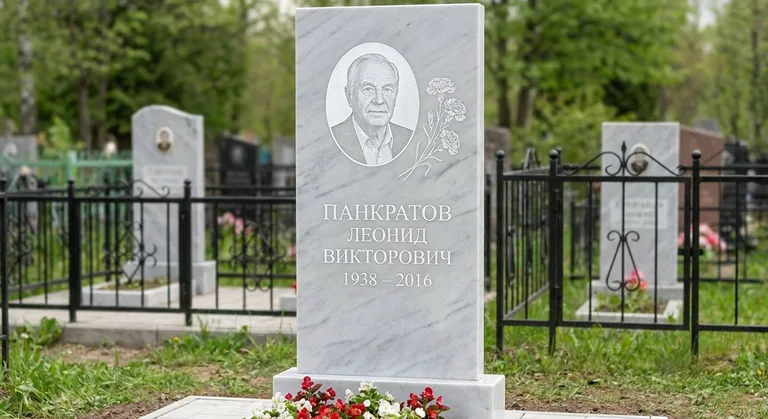 Памятник с гравировкой гвоздик — выполненная работа «Панкратов» в Москве