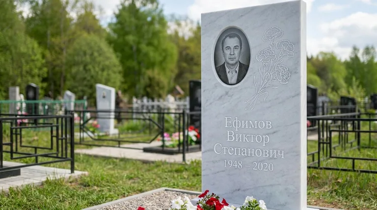 Памятник с гравировкой гвоздик — выполненная работа «Ефимов» в Москве