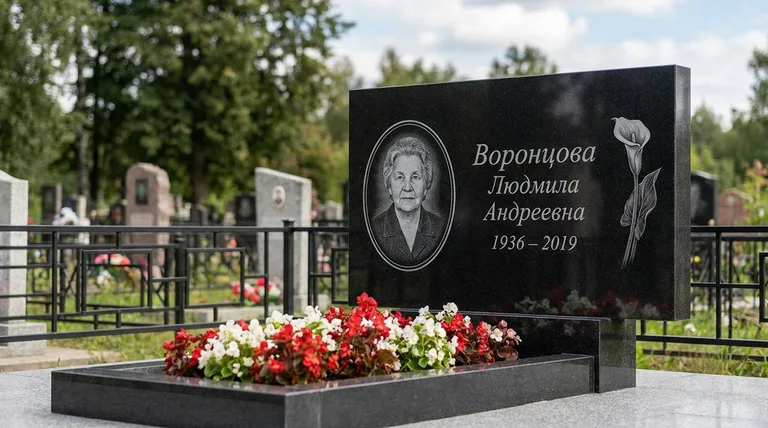 Памятник с гравировкой калл — выполненная работа «Воронцова» в Москве