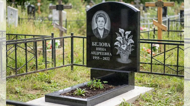 Памятник с гравировкой калл — выполненная работа «Белова» в Москве