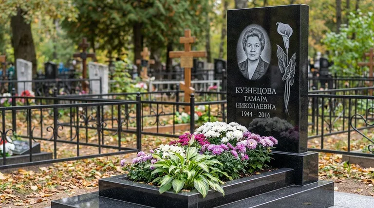 Памятник с гравировкой калл — выполненная работа «Кузнецова» в Москве