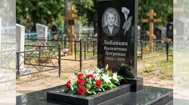 Памятник с гравировкой калл — выполненная работа «Лобанова» в Москве