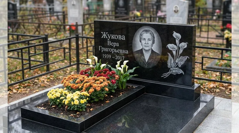 Памятник с гравировкой калл — выполненная работа «Жукова» в Москве