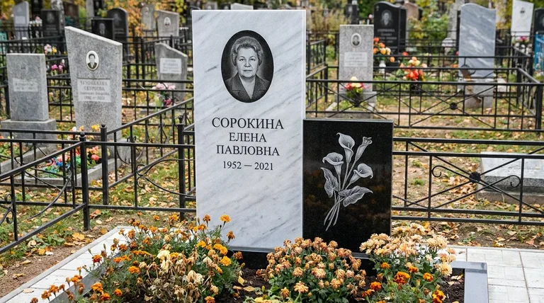 Памятник с гравировкой калл — выполненная работа «Сорокина» в Москве
