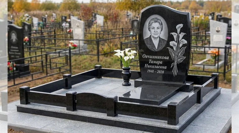 Памятник с гравировкой калл — выполненная работа «Овчинникова» в Москве