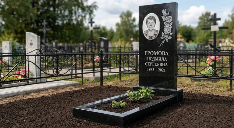 Памятник с гравировкой роз — выполненная работа «Громова» в Москве