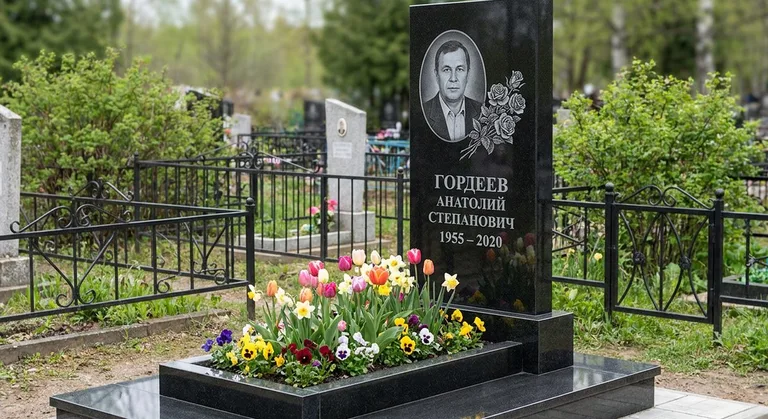 Памятник с гравировкой роз — выполненная работа «Гордеев» в Москве
