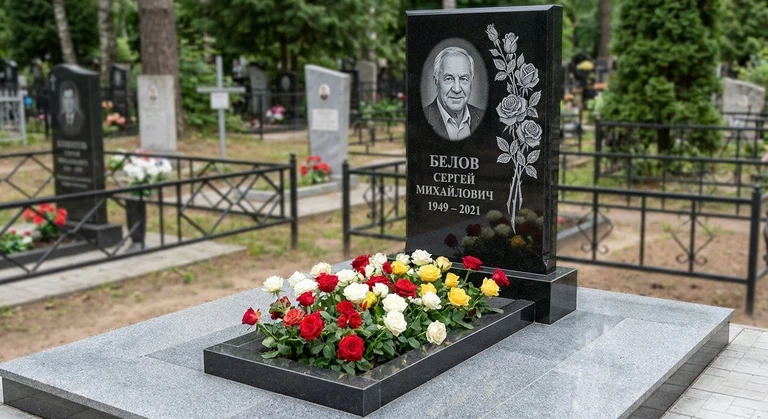 Гравировка цветов на памятник в Москве — розы на граните
