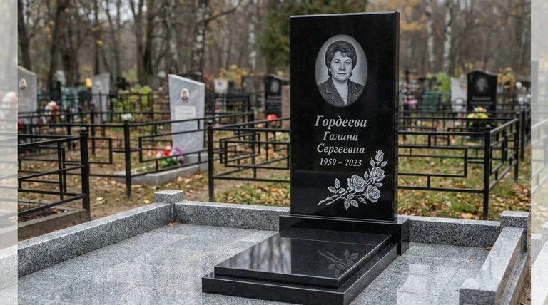 Памятник с гравировкой роз — выполненная работа «Гордеева» в Москве