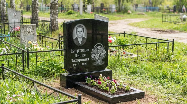 Памятник с гравировкой роз — выполненная работа «Карпова» в Москве