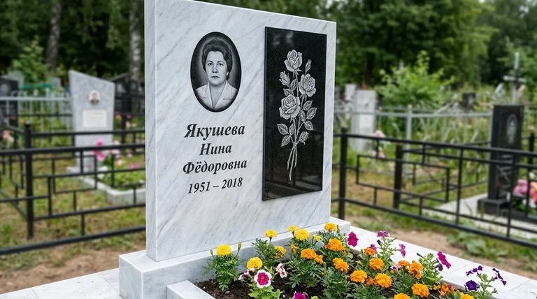 Памятник с гравировкой роз — выполненная работа «Якушева» в Москве