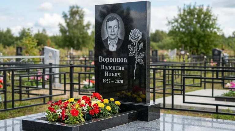 Памятник с гравировкой роз — выполненная работа «Воронцов» в Москве