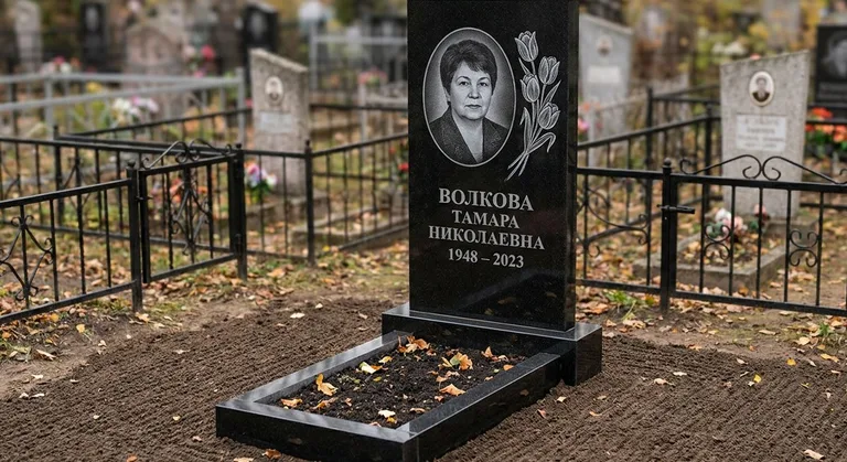 Памятник с гравировкой тюльпанов — выполненная работа «Волкова» в Москве