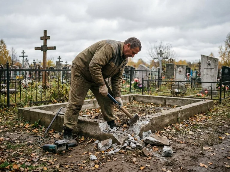 Демонтаж цветника на могиле в Москве