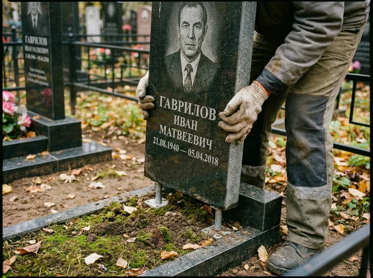 Демонтаж гранитного памятника (стелы) с могилы в Москве