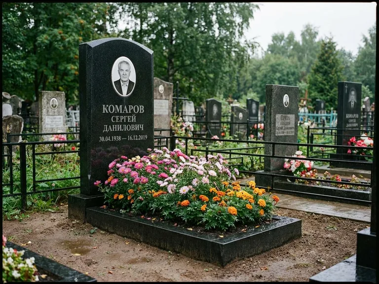 Портрет на керамике — семейный памятник в Москве