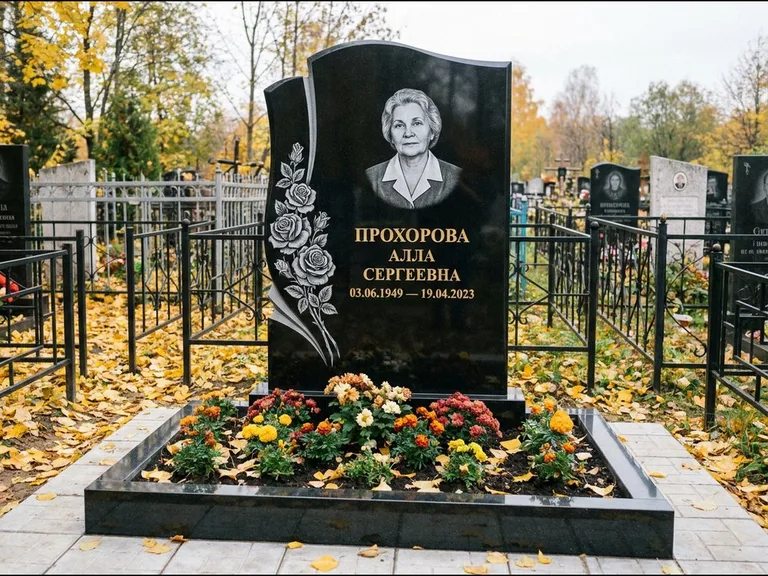 Гравировка портрета на чёрном граните — выполненная работа 20 в Москве