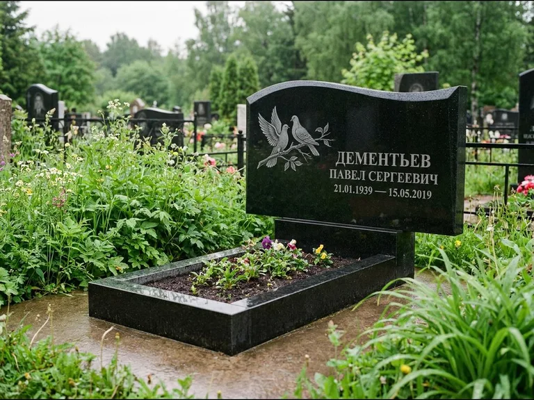 Памятник с гравировкой голубей — гравировка голубей, работа «Дементьев» в Москве