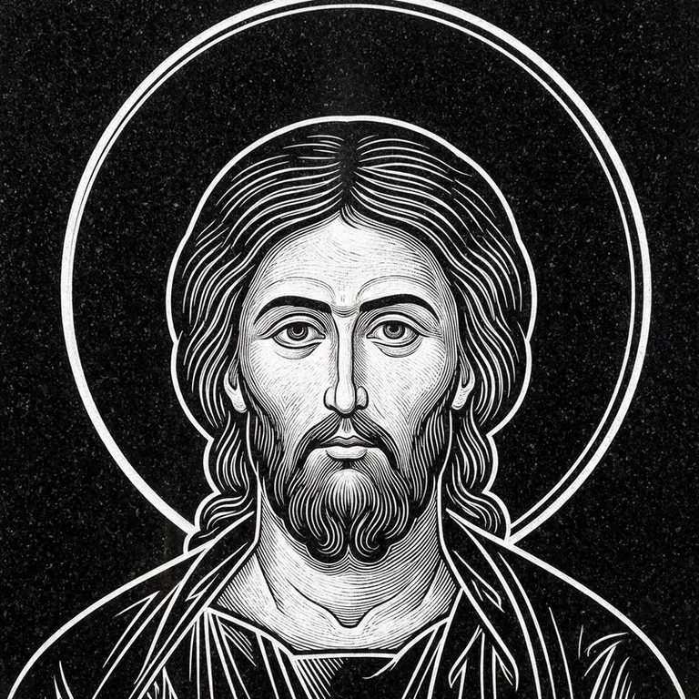 Эскиз иконы: Архангел Михаил — воинам и мужчинам, гравировка на памятник в Москве