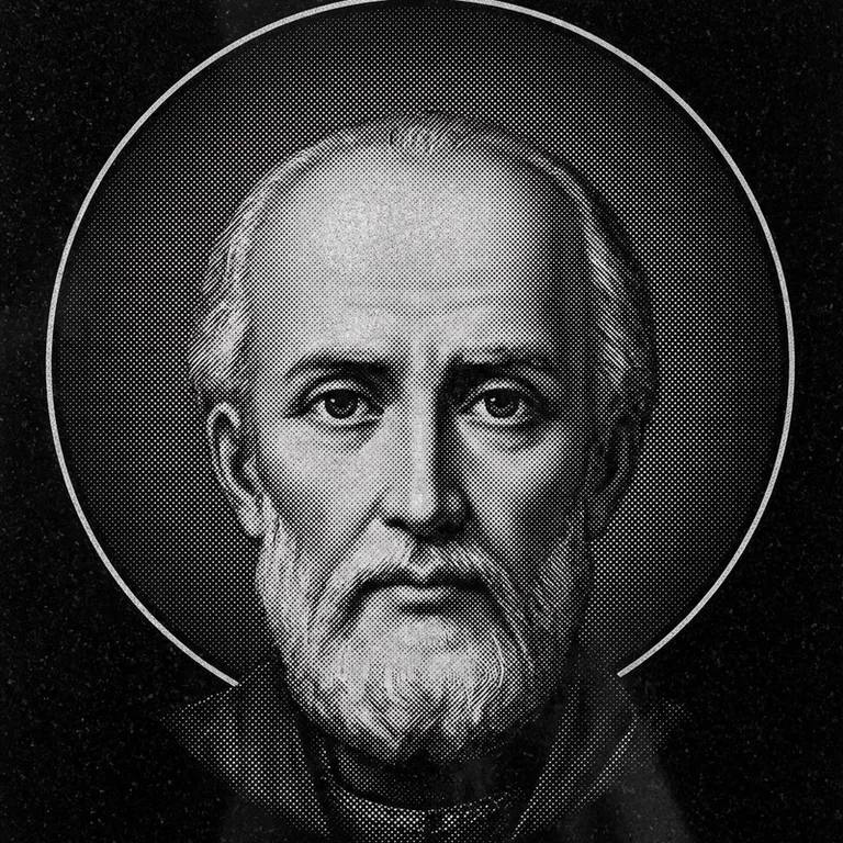 Эскиз иконы: Николай Чудотворец (полутон) — объёмный лик святителя, гравировка на памятник в Москве
