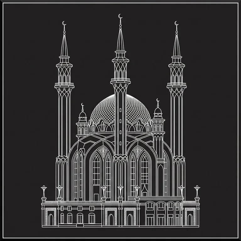 Эскиз: Кул-Шариф — казанская мечеть с детализацией в Москве