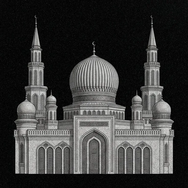Эскиз: Соборная (фотореализм) — ребристый купол и минареты в Москве