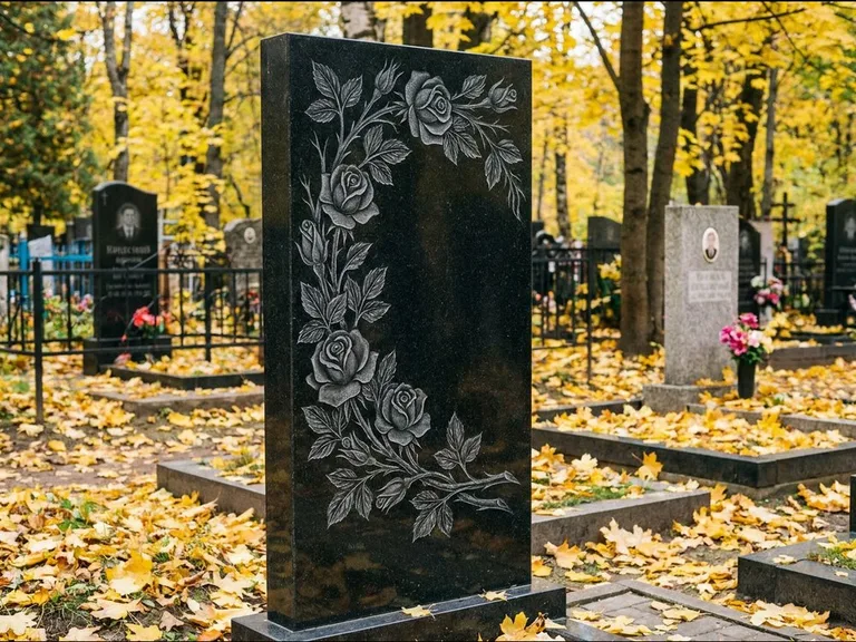 Цветы и орнамент — гравировка с выездом на кладбище в Москве