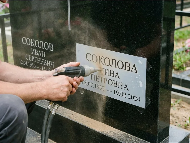 Догравировка ФИО и дат — гравировка с выездом на кладбище в Москве