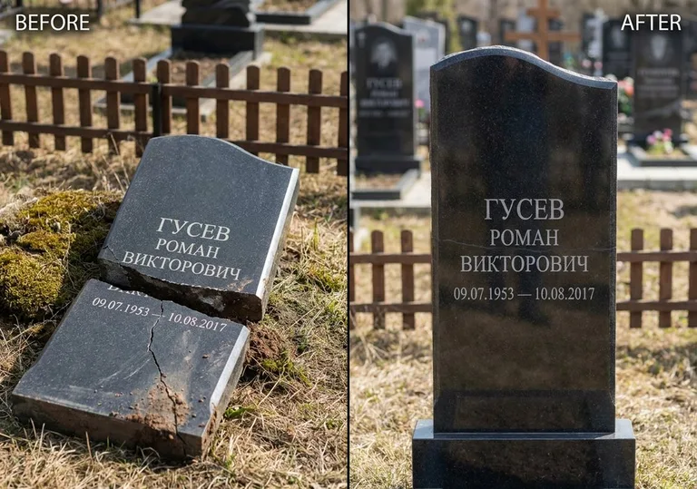 Склейка расколотого памятника: до и после в Москве