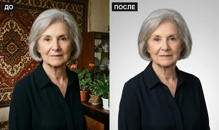 Ретушь фото на памятник — замена фона: до и после в Москве