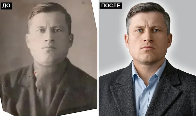 Ретушь фото на памятник — замена одежды: до и после в Москве