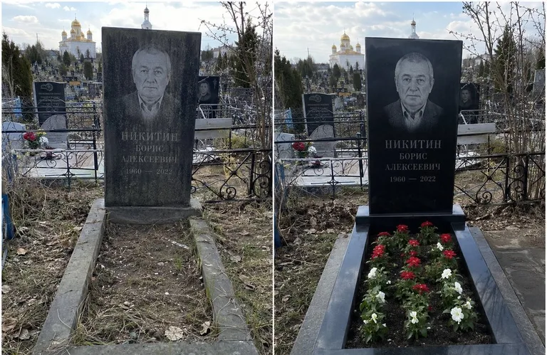 Диптих №3: покраска оградки и прополка цветника с тюльпанами — до и после в Москве