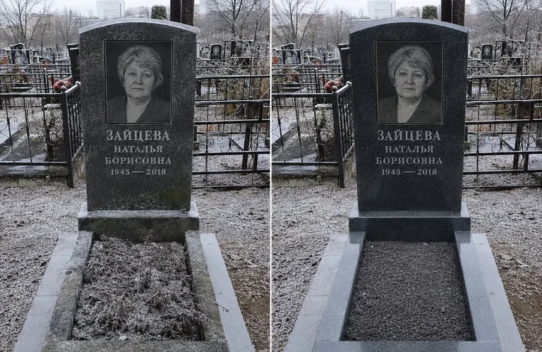 Диптих №10: белый мрамор — убраны жёлтые подтёки, восстановлена белизна стелы в Москве