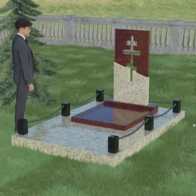Комбинированный памятник со сквозным крестом — П015
