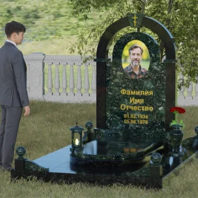 Памятник с аркой и православным крестом – П031