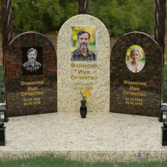 Мемориальный комплекс с витыми колоннами, гранит Дымовский