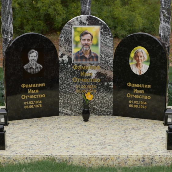 Мемориальный комплекс с витыми колоннами, гранит амфиболит