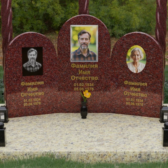 Мемориальный комплекс с витыми колоннами, гранит Лезниковский