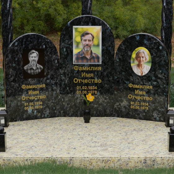 Мемориальный комплекс с витыми колоннами, гранит Блю Перл