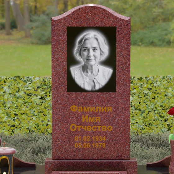 Гранитный памятник с волнообразным завершением, гранит Лезниковский