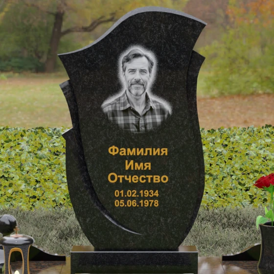 Эксклюзивное надгробие с объемной резьбой, гранит Габбро-диабаз