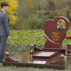 Мемориал в форме сердца с резными элементами - П107
