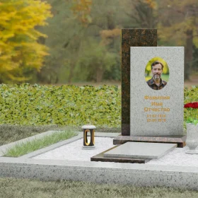 Вертикальный гранитный памятник с православным крестом - П114