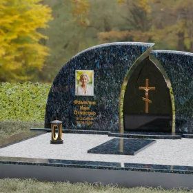 Комбинированный двойной памятник с аркой и крестом - П116