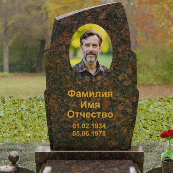 Вертикальный гранитный памятник с диагональным срезом, гранит Дымовский