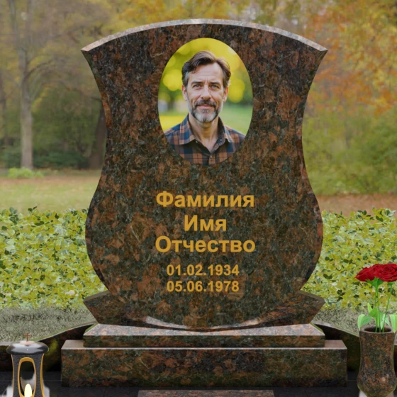 Гранитное надгробие с фигурными столбиками и мощением, гранит Дымовский