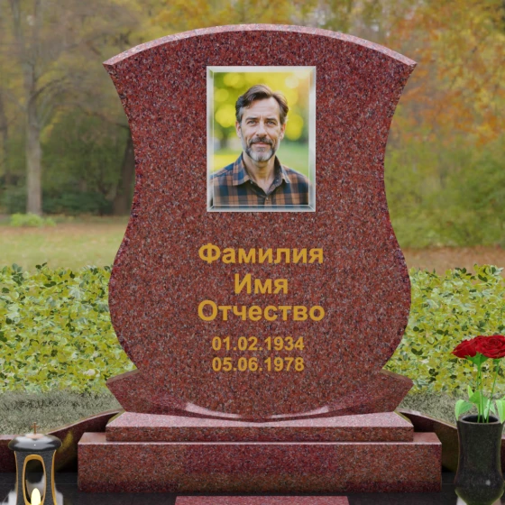 Гранитное надгробие с фигурными столбиками и мощением, гранит Лезниковский