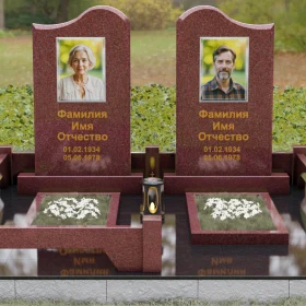 Памятник гранитный двойной с волнообразным верхом - П153